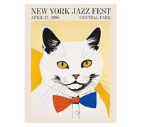 Wall Art Canvas Prints Funny Cats French Jazz And Wine Posters Reading Hobbies Cartoon Prints Canvas Painting Wall Art Pictures Home Living Room Decor(D,20x30cm)