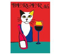 Wall Art Canvas Prints Funny Cats French Jazz And Wine Posters Reading Hobbies Cartoon Prints Canvas Painting Wall Art Pictures Home Living Room Decor(F,50x70cm)