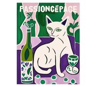 Wall Art Canvas Prints Funny Cats French Jazz And Wine Posters Reading Hobbies Cartoon Prints Canvas Painting Wall Art Pictures Home Living Room Decor(A,20x30cm)