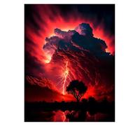 Wall Art Canvas Prints Natural Disaster Apocalyptic Storm Posters Prints Lightning Over Ocean Canvas Painting Wall Art Pictures Home Living Room Decor(L,50x70cm)