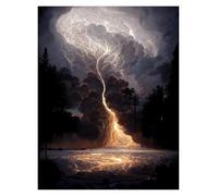 Wall Art Canvas Prints Natural Disaster Apocalyptic Storm Posters Prints Lightning Over Ocean Canvas Painting Wall Art Pictures Home Living Room Decor(M,50x70cm)