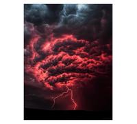 Wall Art Canvas Prints Natural Disaster Apocalyptic Storm Posters Prints Lightning Over Ocean Canvas Painting Wall Art Pictures Home Living Room Decor(P,50x70cm)
