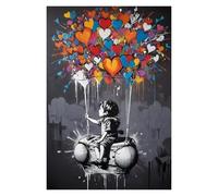 Wall Art Canvas Prints Street Graffiti Posters Print Children's Hot Air Balloon Love Canvas Painting Cartoon Pop Wall Art Picture Home Kid Room Decor(D,50x70cm)