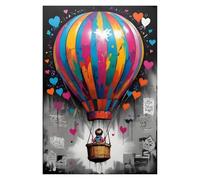 Wall Art Canvas Prints Street Graffiti Posters Print Children's Hot Air Balloon Love Canvas Painting Cartoon Pop Wall Art Picture Home Kid Room Decor(F,40x60cm)