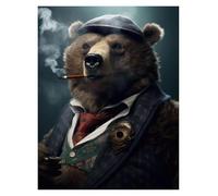 Wall Art Canvas Prints Suit Animal Poster Duck Eagle Panda Bear Raccoon Deer Fox Canvas Painting Prints Wall Art Pictures Room Home Decor(M,40x60cm)