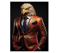 Wall Art Canvas Prints Suit Animal Poster Duck Eagle Panda Bear Raccoon Deer Fox Canvas Painting Prints Wall Art Pictures Room Home Decor(O,20x30cm)