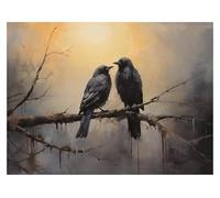 Wall Art Canvas Prints Terror Dark Blackbirds Oil Posters Classic Crow Prints Gothic Canvas Painting Wall Art Pictures Home Living Room Decor(H,30x40cm)
