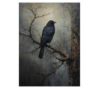 Wall Art Canvas Prints Terror Dark Blackbirds Oil Posters Classic Crow Prints Gothic Canvas Painting Wall Art Pictures Home Living Room Decor(G,30x40cm)
