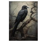 Wall Art Canvas Prints Terror Dark Blackbirds Oil Posters Classic Crow Prints Gothic Canvas Painting Wall Art Pictures Home Living Room Decor(E,30x40cm)