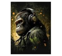 Wall Art Canvas Prints Vibrant Music Graffiti Animal Canvas Wall Art Cat Gorilla Monkey Poster For Modern Room Decor(F,40x60cm)