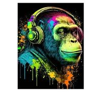 Wall Art Canvas Prints Vibrant Music Graffiti Animal Canvas Wall Art Cat Gorilla Monkey Poster For Modern Room Decor(D,40x60cm)