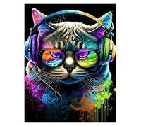 Wall Art Canvas Prints Vibrant Music Graffiti Animal Canvas Wall Art Cat Gorilla Monkey Poster For Modern Room Decor(A,30x40cm)