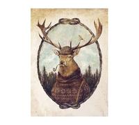 Wall Art Canvas Prints Vintage Anthropomorphic Animal Tiger Lion Deer Fox Poster Prints Canvas Painting Wall Art Picture Kids Room Home Decor(B,20x30cm)