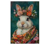 Wall Art Canvas Prints Vintage Maximalist Floral Wild Animal Canvas Painting Lion Owl Peacock Wolf Flower Poster Print Wall Art Picture Home Decor(U,30x40cm)