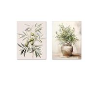 Wall Art Canvas Prints Vintage Watercolor Olive Branch Print Poster Antique Boho Botanical Canvas Painting Spring Home Decor(50x70cm)