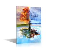 Wall Art Canvas Prints Wall Paintings Posters Magical Four Season Tree Picture for Living Room Home Decoration 60x40cm with Frame