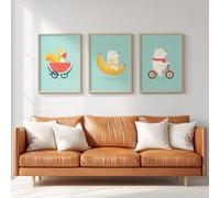 Wall Art Cartoon Minimalist Prints for Home Decor Cute Animal Squirrel Bear Fruit Canvas Prints Artwork Hanging Pictures for Bedroom Bathroom Living Room Hallway or Office, 40 x 50 cm