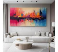 Wall Art Colorful Modern Home Decor, Abstract Gradient Urban Landscape Print Canvas Wall Art, 70 x 50 cm ready to hang for Living Room Bedroom Bathroom Walls Decor Frameless