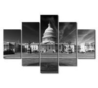 Wall Art Congress Building Canvas Paintings Bedroom Canvas Wall Art 5 Panel Washington D.C USA Artwork Pictures Wall Art for Living Room Posters and Prints Framed Ready to Hang 60" Wx40 H
