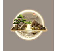 Wall Art Decor,3D Wall Sculptures Painting Hanging Wall Art With Led Light,Entrance hallway decorative painting,landscape painting with light,hallway hallway painting(B,60*50cm/23.6*19.7in)