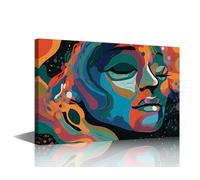 Wall Art Decor Minimalist Abstract Woman Face of a Beautiful African American Wall Art Decor Make-up Female Wall Home Hanging for Bedroom Kitchen Bathroom Living Room Office 1 Pieces (16"Wx24"H)