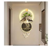 Wall Art Decor with LED Light Large Metal Wall Art Sculpture Modern Home Decor Artwork Traditional Chinese Feng Shui Decoration with Wireless Remote Control Lamp for Living Room(Yellow,23.62x47.24) (