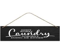 Wall Art Decor Wooden Signdon'T Worry Laundry Nobody'S Doing Me Either Wood Signs Design Hanging Gift Decor For Home Coffee House Bar_6x16inch