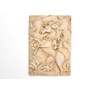 Wall art decoration, 3d wall sculpture, Bas-relief, High relief, wall sculpture, GROWART, A majestic unicorn rearing with a crown 18.5x27x3cm