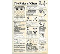 Wall Art Decoration Chess Knowledge Vintage The Rules Of Chess Infographic Metal Poster Elegant Metal Sign Plaqu Poster Vintage Metal Painting Wall Sticker For Restaurant, Gift, Bathroom 30x40cm