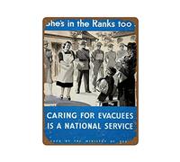 Wall Art Decoration Evacuation Of Children. She'S In The Ranks Too Vintage Classic British Ww2 Propaganda Metal Tin Signs Aluminium Wall Art Decor For Bathroom, Restauran