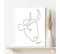 Wall Art Decoration Picasso Drawn Lines Drawing Canvas Posters Unframed Size 20 x 30CM / 7.87 x 11.8 inch (Picasso Bull Head Drawing, Picasso Bull Line Art Prin)