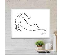 Wall Art Decoration Picasso Drawn Lines Drawing Canvas Posters Unframed Size 30 x 50CM / 11.8 x 19.68 Inch (Pablo Picasso Cat Sketch Print, Picasso Cat Wall Art, Picasso Cat Poster, Picasso Animals