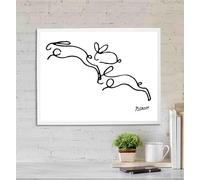 Wall Art Decoration Picasso Drawn Lines Drawing Canvas Posters Unframed Size 30 x 50CM / 11.8 x 19.68 Inch (rabbits line drawing animals pablo picasso)
