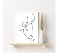 Wall Art Decoration Picasso Drawn Lines Drawing Poster Prints 1 (Picasso Bull Head Drawing, Picasso Bull Line Art Prin, 297 x 420 mm / 11.7 x 16.5 inches)