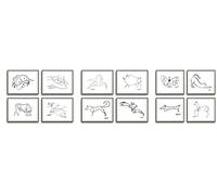 Wall Art Decoration Picasso Drawn Lines Drawing Poster Prints BIG SETS (Dancer Wall Art (2) Exhibition Poster, Picasso 1 Rare Elephant Drawing Line Artwork, 210 x 297 mm / 8.3 x 11.7 inches SET OF 12)