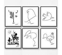Wall Art Decoration Picasso Drawn Lines Drawing Poster Prints BIG SETS (Picasso Animals Picasso Mouse Poster Picasso Picasso Print Don Quixote Picasso, 297 x 420 mm / 11.7 x 16.5 inches SET OF 6)