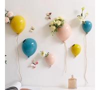 Wall Art Decorative Ceramic Balloon Hanging Sculpture Ceramics Vase Wall Decor Farmhouse Cottage And Living Room Decor (no Flowers) F,6Pack