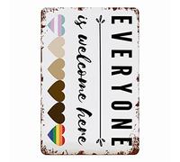 Wall Art Everyone Welcome Diversity Classroom Poster Inclusion Kids Educational Inclusion Kindness Tin Signs for Bathroom 8x6 Inch