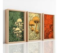 Wall Art Exquisite Tropical Prints for Home Decor Mushroom Forest Green Red Psychedelic Canvas Prints Artwork Hanging Pictures for Bedroom Bathroom Living Room Hallway or Office, 40 x 50 cm