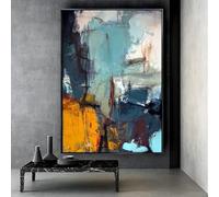 Wall Art for Hallway And Stairs Canvas Abstract Graffiti Canvas Wall Painting Modern Nordic Home Decor Bedroom Wall Decor 70x95cm/28x37inch -with-Black-Frame