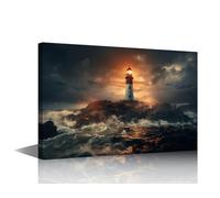 Wall Art for Living Room 1 Panel Lighthouse Pictures Print on Canvas Wall Art for Home Decorations, Lighthouse Artwork Wooden Framed Gallery-Wrapped Ready to Hang, 24" Wx16 H