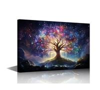 Wall Art for Living Room a Magic Tree That Radiates Dazzling Light Posters and Prints Tree of LIfe Artwork Wall Art for Home Wall Decoration Wooden Framed Gallery-Wrapped Ready to Hang 36x24 in