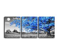 Wall Art For Living Room Black And White Blue Tree Moon Canvas Wall Decor For Home Artwork Huge Painting 20" X 28" 3 Pieces Canvas Print For Bedroom Decor Modern Salon Kitchen Office Hang A Picture