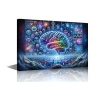 Wall Art for Living Room Digital Brain Canvas Wall Art for Bedroom Artificial Intelligence Picture for House Wall Decor Human Brain Posters for Room Neural Network Prints Wall Decor 16"Wx24"Hx1 Panel