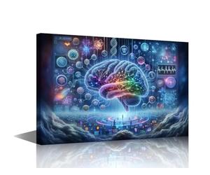 Wall Art for Living Room Digital Brain Canvas Wall Art for Bedroom Artificial Intelligence Picture for House Wall Decor Human Brain Posters for Room Neural Network Prints Wall Decor 16"Wx24"Hx1 Panel