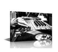 Wall Art for Living Room DJ Installation Disks Prints on Canvas 1 Piece Pictures Musical Electronic Devices Paintings Modern Artwork Home Decorations Wooden Frame Stretched Ready to Hang 18x12 in
