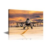 Wall Art for Living Room F16 Fighter Jet Bedroom Wall Decor Military Aircraft Wall Paintings for Office Plane Print On Canvas Aviation Modern Artwork Stretched and Framed Ready to Hang, 24x16in