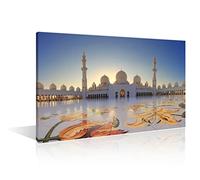 Wall Art for Living Room Islamic Wall Paintings Mosque in the Evening Pictures Grand Mosque in Abu Dhabi Home Decor 1 Panel Modern Artwork Framed Ready to Hang Posters and Prints (24"Wx36"H)