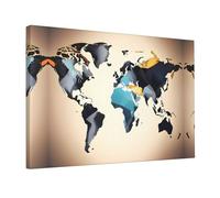 Wall Art for Living Room Modern Canvas Poster Prints Abstract World Map Aesthetic Wall Decor for Bedroom Bathroom Canvas Print Painting Picture Home Decor Framed Artwork 12"x 18"
