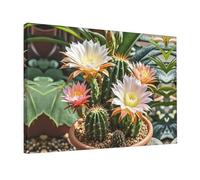 Wall Art for Living Room Modern Canvas Poster Prints Cactus Flower Pot Aesthetic Wall Decor for Bedroom Bathroom Canvas Print Painting Picture Home Decor Framed Artwork 12"x 18"